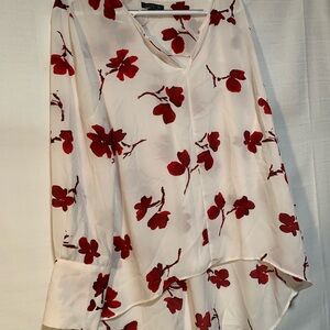 The Limited Red Floral V-Neck Blouse